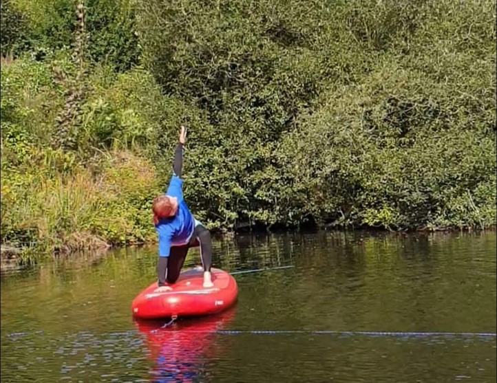 yoga on a paddle board